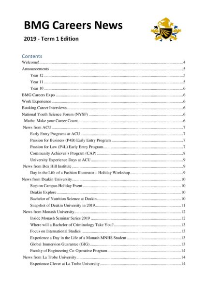 BMG Careers Edition 1, 2019